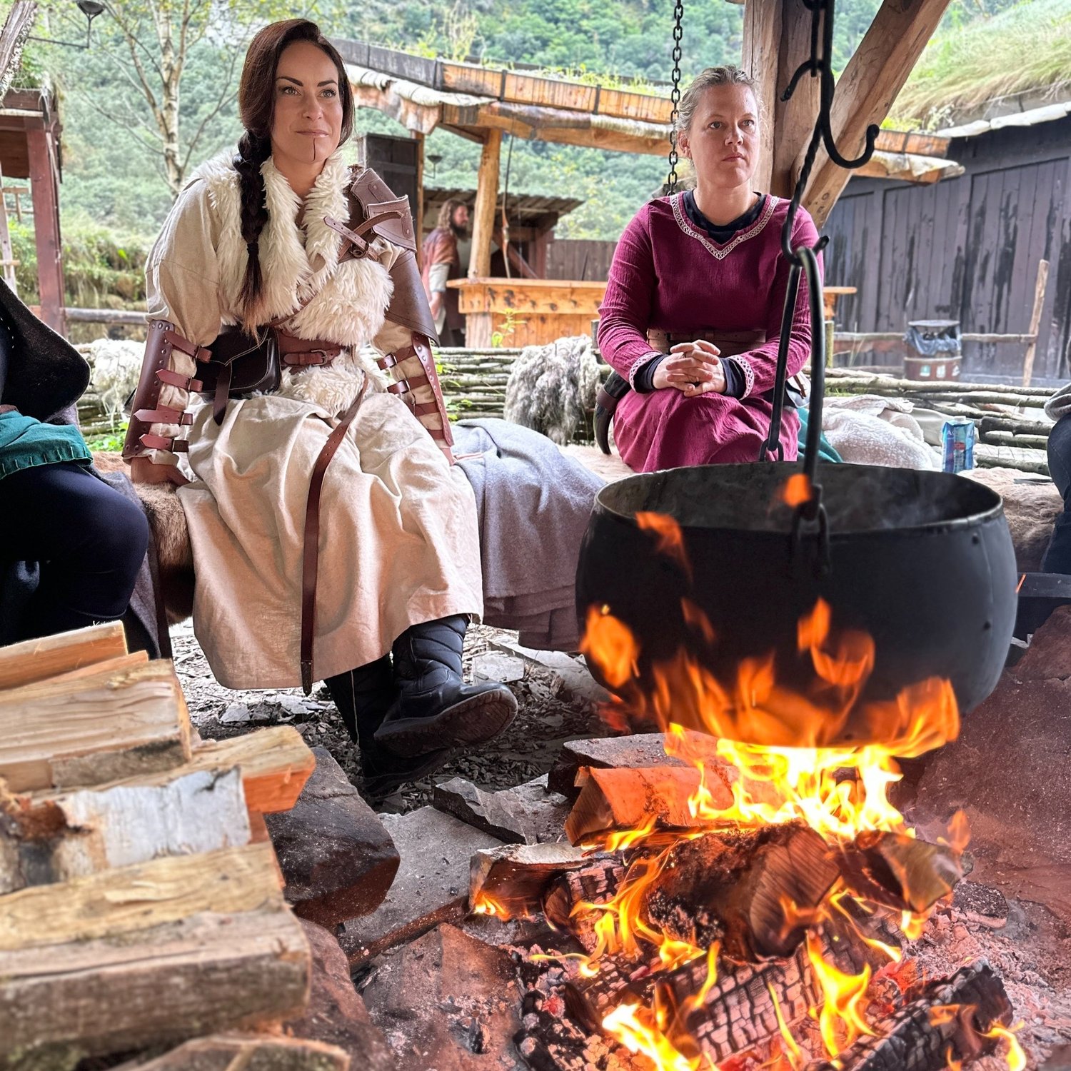 Working with fire and traditional tools in the village